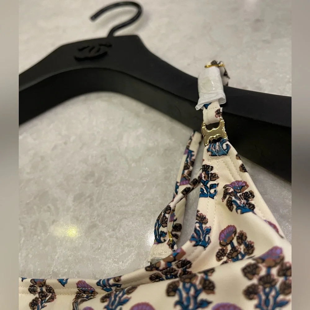 Tory Burch Floral Print One-Piece Swimsuit in Purple Bloom Size M - Picture 9 of 13